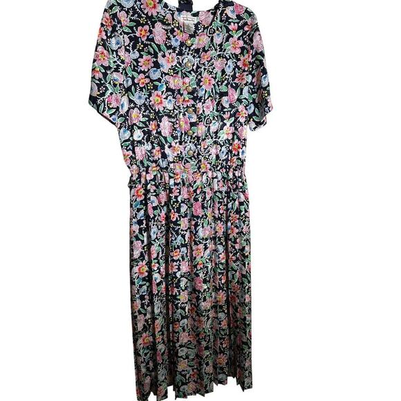 Vintage Talbots Floral Print Button Up Belted Short Sleeve Maxi Dress Size 12 - Picture 6 of 9